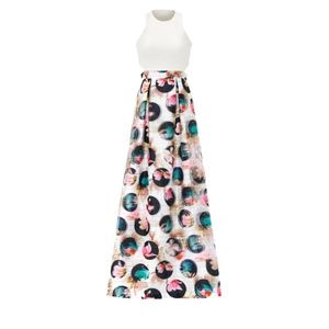 Geometric, halter neck, cutouts, size 8 prom gown